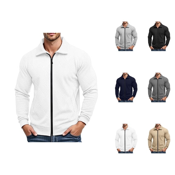 Casual Jackets for Men 2025 Long Sleeve Lightweight Loose Collared Zip Up Jacket with Pockets Outerwear Coat
