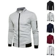 thumbnail image 1 of Casual Jackets for Men 2025 Long Sleeve Stand Collar Zip Up Jacket with Pockets Cardigan Outerwear Coat, 1 of 6