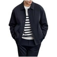 thumbnail image 1 of Casual Jackets for Men Lightweight Collared Sherpa Jacket with Pockets Solid Color Outerwear, Blue, M, 1 of 8