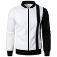 thumbnail image 1 of Casual Jackets for Men Zipper Up Long Sleeve Stand Collar Coats Basic Color Block Warm Fleece Lined No Hood Outerwear Jacket Sweatshirts, 1 of 5