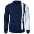 thumbnail image 1 of Casual Jackets for Men Zipper Up Long Sleeve Stand Collar Coats Basic Color Block Warm Fleece Lined No Hood Outerwear Jacket Sweatshirts, 1 of 5
