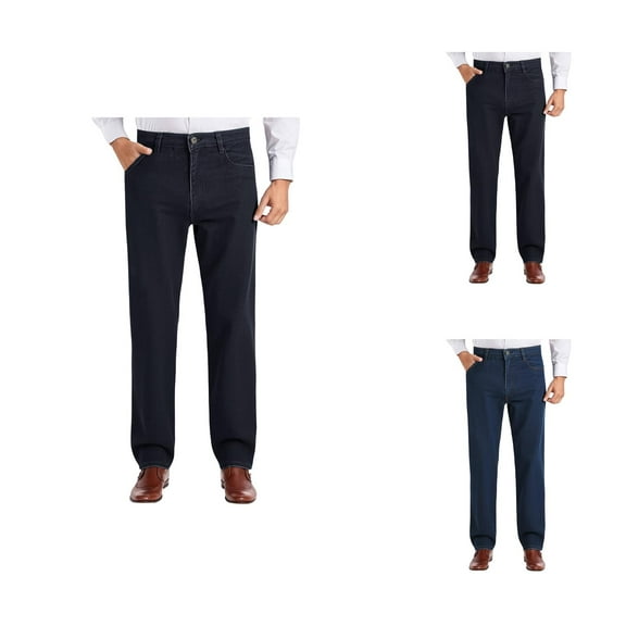 Casual Jeans for Men High Waisted Straight Leg Relaxed Fit Denim Pants with Pockets Trousers