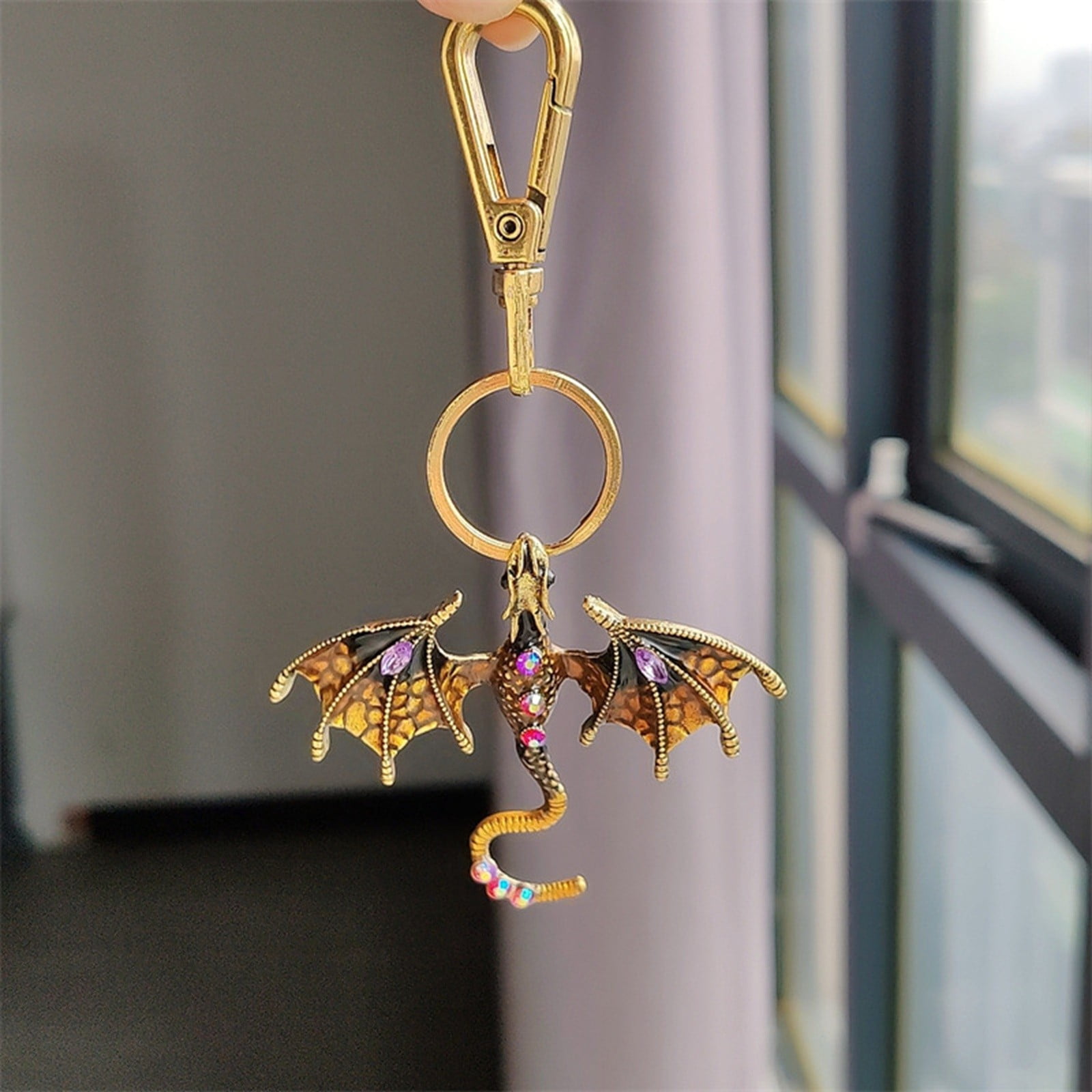 Casual Jewelry Sets For Women Trendy Enamel Dragon Keychain Pendant