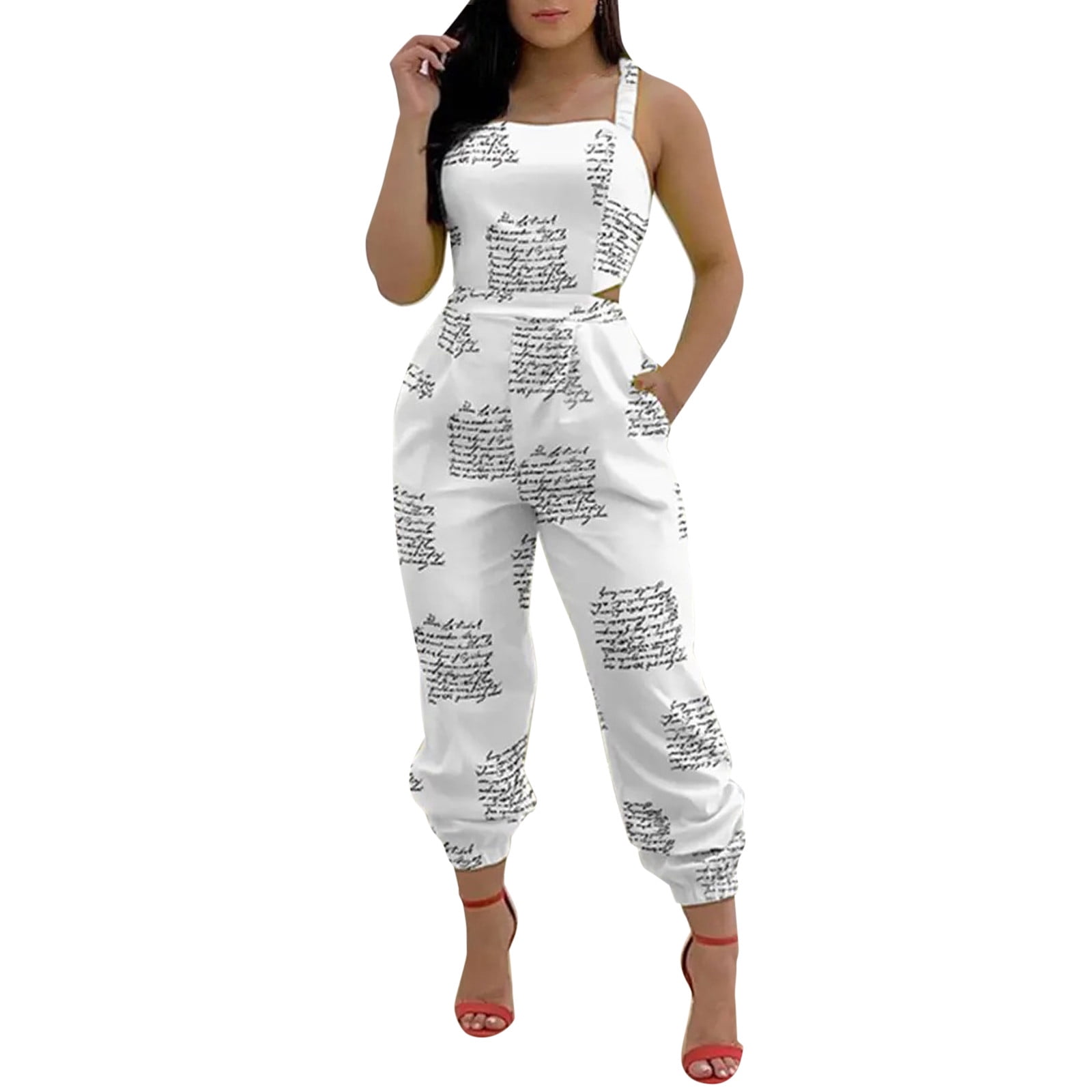 Casual Jumpsuits for Women Daily Summer O Neck Sleeveless Waist Micro ...