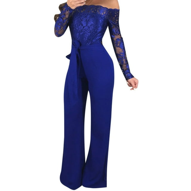 Casual Jumpsuits for Women Playsuit Off Lace Leg Shoulder Ladies Up