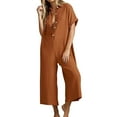 thumbnail image 1 of Casual Jumpsuits for Women Summer Short Sleeve Button Down Pockets Jumpsuit Rompers Overalls, 1 of 7