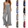 thumbnail image 1 of Casual Jumpsuits for Women Zaewscy Women's Fashion Trend Solid Color Casual Loose Wide Leg Pants Adjustable Straps Jumpsuit Gray M, 1 of 9