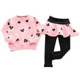 thumbnail image 1 of Casual Kids Girls Love Tops + Skirt with Leggings Outfit Set Tracksuit Sports Wear, 1 of 8