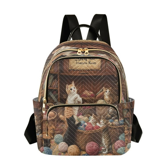Casual Kittens Playing with Yarn Balls Backpack for School,College and Travel, Water Resistant Bookbag,