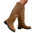 thumbnail image 1 of Casual Knee Boots, HTHLVMD Casual Knee Boots, Women's Suede Look Knee High Boots Round Toe Tall Pull On Boots Low Heel Long Boots Soft Shaft Riding Extended Size Boots for Women, Brown US-7.5/EU-39, 1 of 8