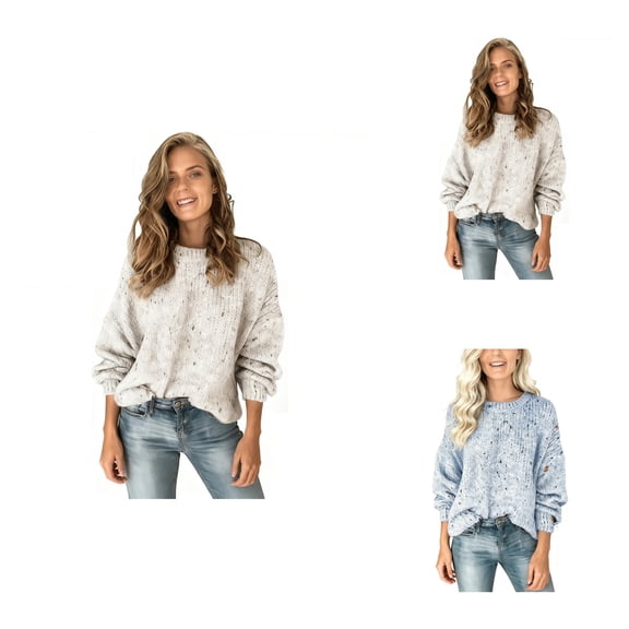 Casual Knit Pullover Sweater Long Sleeve Round Neck Floral Pattern Soft Comfortable Loose Fit For Daily Wear