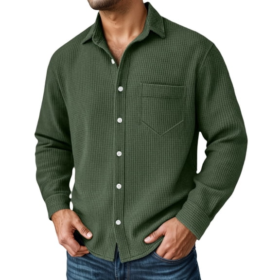 Casual Knit Shirt Long Sleeve Button Down Formal Business Wear Comfortable Lightweight Breathable Fabric
