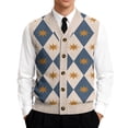 thumbnail image 1 of Casual Knit Vest for Men, V-Neck Button Closure Sleeveless Cardigan with Geometric Print Khaki 3XL, 1 of 4