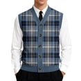 thumbnail image 1 of Casual Knit Vest for Men, V-Neck Button Closure Sleeveless Cardigan with Geometric Print Navy L, 1 of 4
