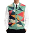 thumbnail image 1 of Casual Knit Vest for Men, V-Neck Button Closure Sleeveless Cardigan with Geometric Print Turquoise S, 1 of 4