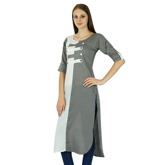 Casual Kurti Women Top Ethnic Indian Cotton Kurta Tunic Solid Designer Dress