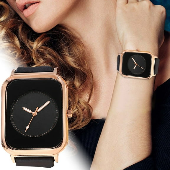 Casual Ladies' Watch Large Square Watch Novel Dial Stainless Steel Quartz Silicone Strap Watch