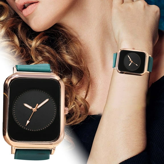 Casual Ladies' Watch Large Square Watch Novel Dial Stainless Steel Quartz Silicone Strap Watch