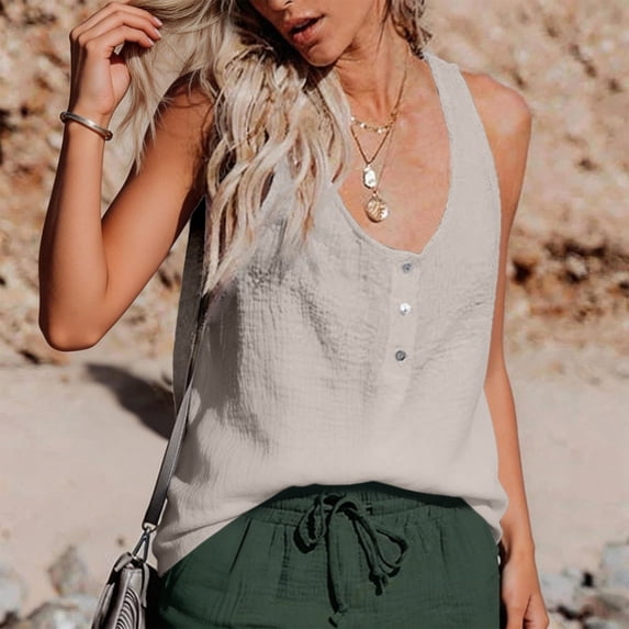 Casual Layered Ruffled Button Front Tank Top Blouse for Summer Comfort Cleavage Cover Backless Tops for Women plus Size All Bodysuit Women