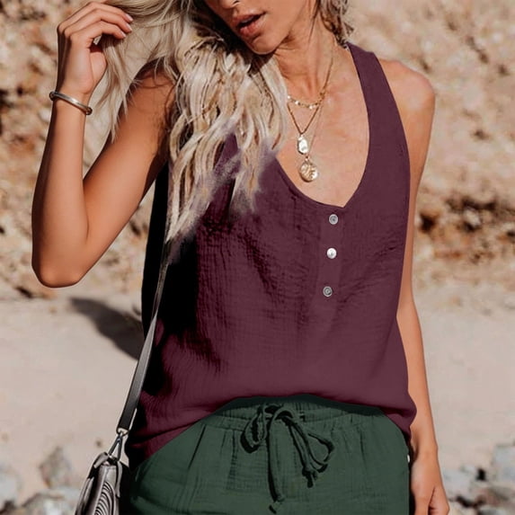 Casual Layered Ruffled Button Front Tank Top Blouse for Summer Comfort Cleavage Cover Backless Tops for Women plus Size All Bodysuit Women