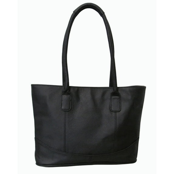 AmeriLeatherLeather Handbag for Women - Casual Shoulder Bag Purse with Zip Pocket - Stylish & Durable-Color:Black