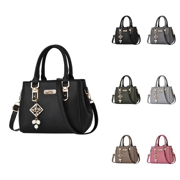 Casual Leather Messenger Bag for Women – Medium/Large Capacity Crossbody Shoulder Tote with Stylish Pendant, Satchel & Sling Handbag
