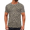 thumbnail image 1 of Casual Leopard Print T-Shirt Short Sleeve Summer Hip Hop T-Shirts for Men Khaki, 1 of 9