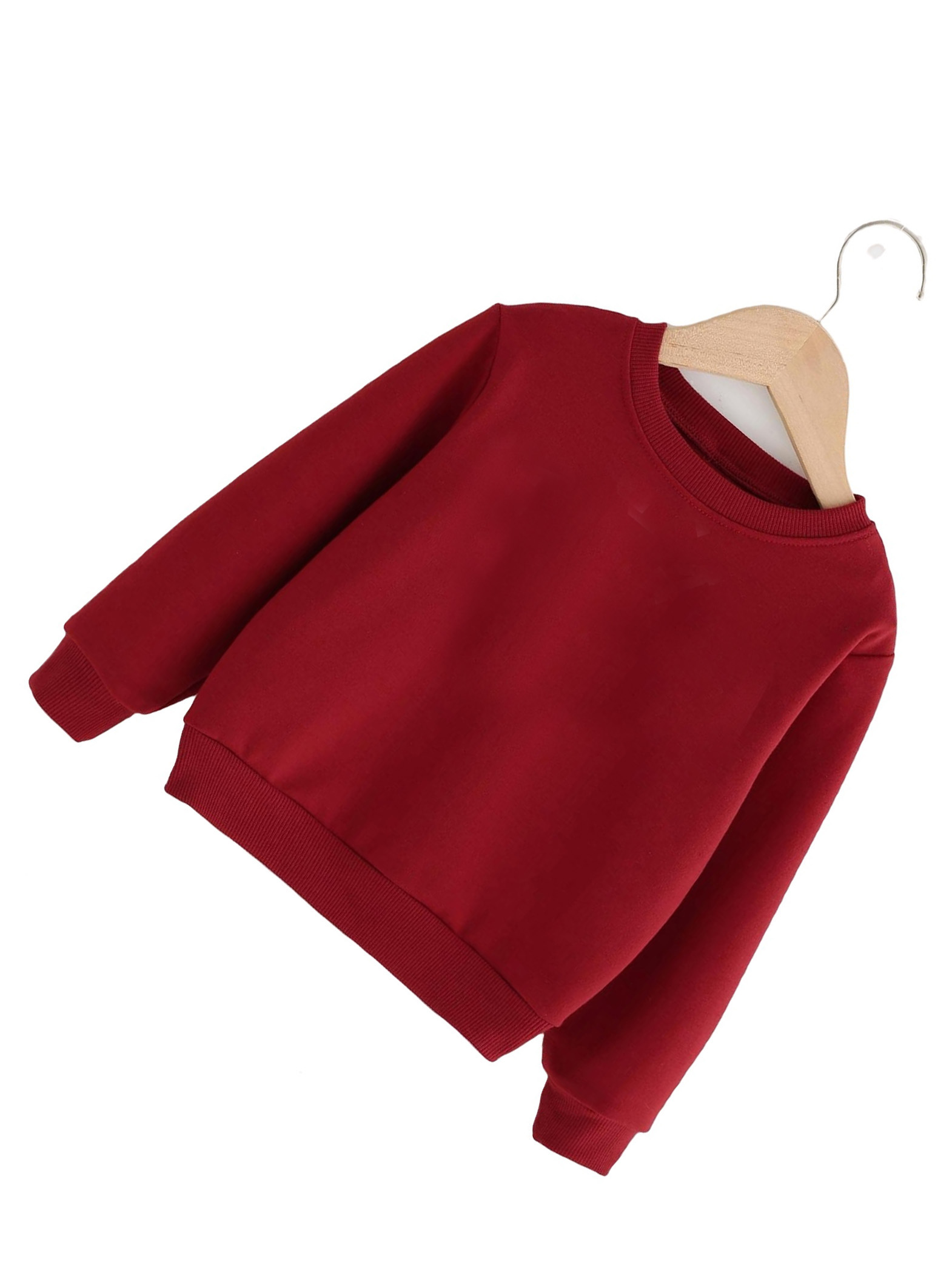 Casual Letter Print Round Neck Pullovers Long Sleeve Burgundy Toddler