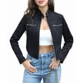 thumbnail image 1 of Casual Light-Weight Jackets for Women Trendy Long Sleeve Zip Up Fall Coats Going Out Biker Cropped Jacket Black XL, 1 of 9