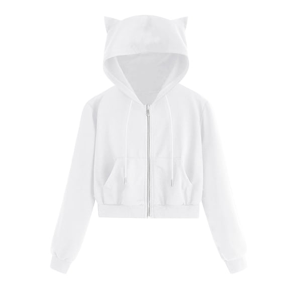 Casual Lightweight Zip Up Sweatshirt Women Cute Drop Shoulder Cropped Hoodies Y2K Drawstring Loose Fit Hoodie with Pockets