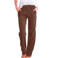 thumbnail image 1 of Casual Linen Pants Women High Waist Drawstring Loose Pant Summer Fall Pull on Straight Leg Long Slacks with Pockets, 1 of 6