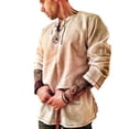 thumbnail image 1 of Casual Linen Shirts for Men Long Sleeve Button Up Loose Fit Breathable Summer Beach Henley Tunic Tee Lightweight Cotton Top Khaki 3XL, 1 of 7