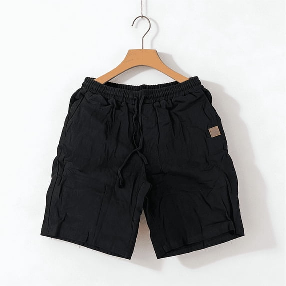Casual Linen Shorts Elastic Waist Drawstring Loose Fit Summer Beach Vacation Shorts with Pockets