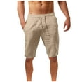 thumbnail image 1 of Casual Linen Shorts for Men Drawstring Sports Lounge Shorts Lightweight Summer Beach Shorts with Pockets, 1 of 4