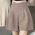 thumbnail image 1 of Casual Linen Shorts for Women JIANLAI Elastic Waist Wide Leg Casual Cotton Shorts Sets (XS-4XL) Brown, 1 of 4