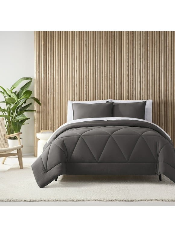 Casual Living 3-Piece Gray Reversible Easy Care Comforter Set, Full/Queen