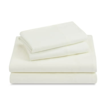 Casual Living Enzyme Comfort Washed 4-Piece White Sheet Set, Brushed for softness, Easy Care, Queen - Deep Pocket