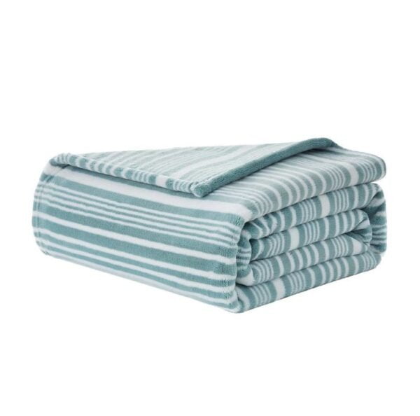 Casual Living Super Soft Plush Throw, Aqua Stripes 60" x 70"