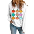 thumbnail image 1 of Casual Long Sleeve Crew Neck Sweatshirt - Beige with Pumpkin Print, 1 of 12