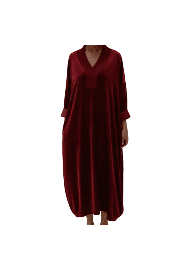 Casual Long Sleeve Dress, Simple and Versatile Women's Day Dress, Comfortable All-Purpose Wear for Work, Errands and Everyday Activities Red M