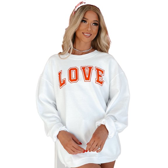 Casual Long Sleeve Graphic Sweatshirt - Perfect for Expressing Love | [ZhiHiMeRi] | (US 12-14)L