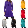 thumbnail image 1 of Casual Long-Sleeve Hoodie Sweatshirt Dress for Fall Winter Dress Up Your Everyday Women’s Wearable Comfort, 1 of 6