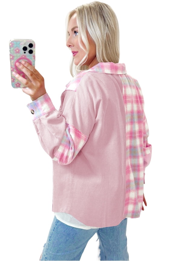 Casual Long Sleeve Pink Plaid Shacket - Perfect for Fall & Autumn [ZhiHiMeRi] | M
