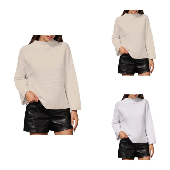 Casual Long Sleeve Pullover Sweater Soft Lightweight Knit Top Comfortable Tunic Blouse For Everyday Wear
