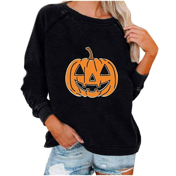 Casual Long Sleeve Round Neck Shirt for Women Funny Holiday Graphic Tee Fall Winter Loose Fit Pullover Tops