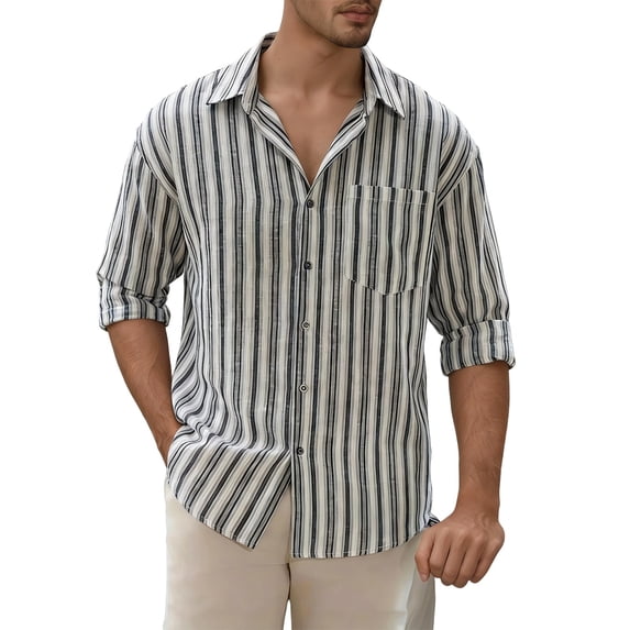 Casual Long Sleeve Shirt Button Down Loose Fit Open Placket Lapel Comfortable Business Wear Soft Breathable Fabric Creative 2D-Printed Men's Shirt Daily Business Attire for Men Black XXXXXL