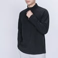 thumbnail image 1 of Casual Long Sleeve Shirts for Men Big and Tall M-4XL Zipper Stand Collared Plus Size Basic Solid Loose Comfort Pullover Workout Tees Tops, 1 of 8