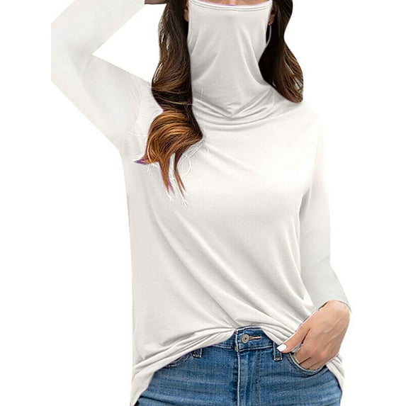 Casual Long Sleeve Turtleneck Pullover Blouse Tops For Women Autumn Winter Thin Jumper Sweatshirt T-Shirt High Collar Winter Bottom Basic Tee Tops Plus Size