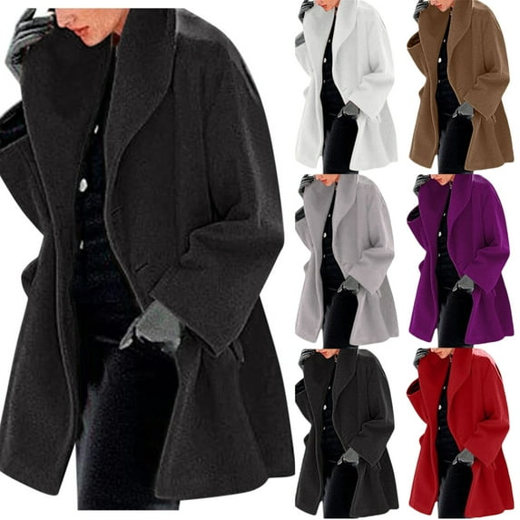 Casual Long Wool Hooded Winter Warm Coats for Women Fall Fashion 2025 Long Sleeve Button Down Outwear Jacket Y2K Out Work Solid Color Jackets