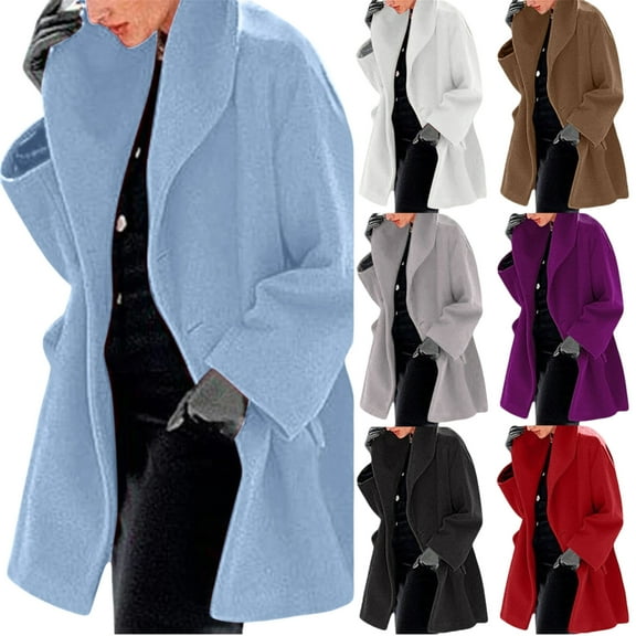 Casual Long Wool Hooded Winter Warm Coats for Women Fall Fashion 2025 Long Sleeve Button Down Outwear Jacket Y2K Out Work Solid Color Jackets